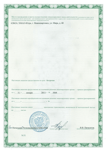 Лицензия ФСБ, оборотная сторона